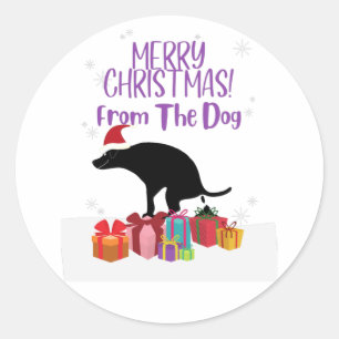 Vrolijk kerstfeest van de hond ronde sticker
