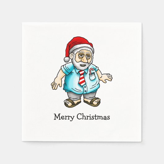 Vrolijk kerstfeest van de Kerstman in Sandalen Servet (Voorkant)