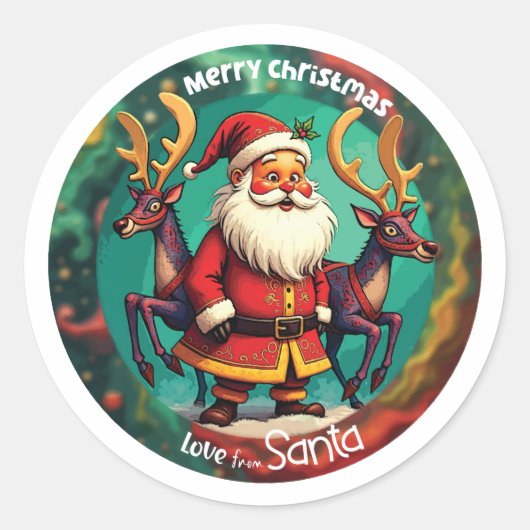 Vrolijk kerstfeest van de kerstman ronde sticker (Voorkant)