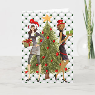 Vrolijk kerstfeest van de meisjes feestdagen kaart