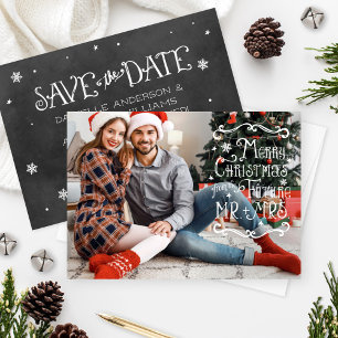 Vrolijk kerstfeest van de toekomst, de heer en mev save the date