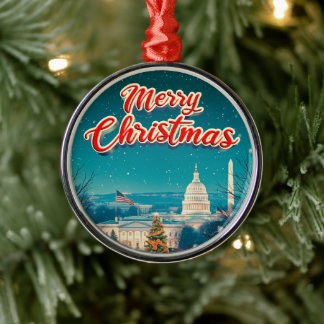 Vrolijk kerstfeest van de Vintage van Washington Metalen Ornament