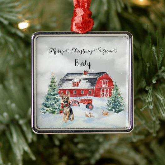 Vrolijk kerstfeest van Dog's Name Metalen Ornament (Boom)