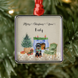 Vrolijk kerstfeest van Dog's Name Metalen Ornament
