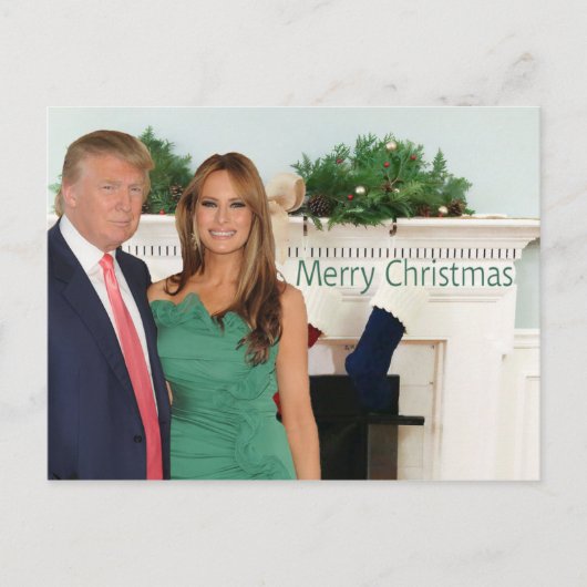 Vrolijk kerstfeest van Donald en Melania Feestdagenkaart (Voorkant)
