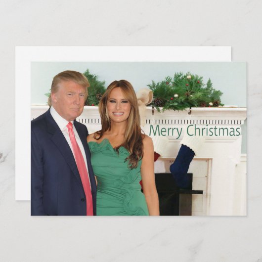 Vrolijk kerstfeest van Donald en Melania Feestdagenkaart (Voorkant / Achterkant)
