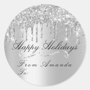 Vrolijk kerstfeest van Feestdagen Spark Grey New Y Ronde Sticker