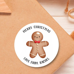 Vrolijk kerstfeest van Gingerbread Man Noel Xmas Ronde Sticker