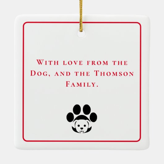 Vrolijk kerstfeest van het Dog Ceramic Ornament (Achterkant)