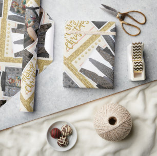 Vrolijk kerstfeest van het Rockefeller Plaza in NY Cadeaupapier