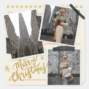 Vrolijk kerstfeest van het Rockefeller Plaza in NY Vierkante Sticker