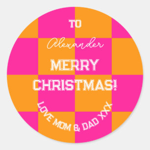 Vrolijk kerstfeest van mama en papa Bright Gift La Ronde Sticker