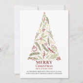 Vrolijk kerstfeest van New Home Pine en Holly Tree Aankondiging (Voorkant)