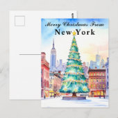 Vrolijk kerstfeest van New York Holiday Tree Briefkaart (Voorkant / Achterkant)