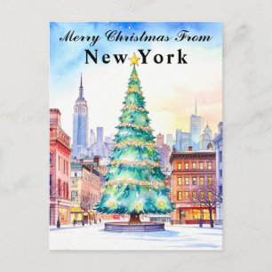 Vrolijk kerstfeest van New York Holiday Tree Briefkaart
