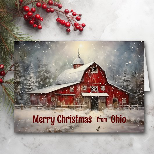 Vrolijk kerstfeest van Ohio Winter Barn Kaart