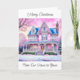 Vrolijk kerstfeest van ons huis naar het jouwe kaart
