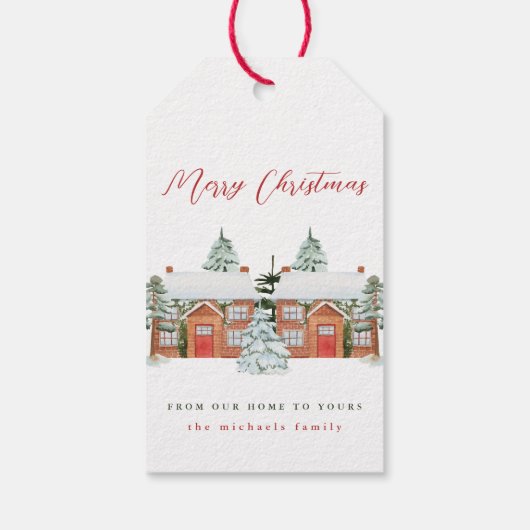 Vrolijk kerstfeest van ons thuis tot aan het jouwe cadeaulabel (Achterkant)