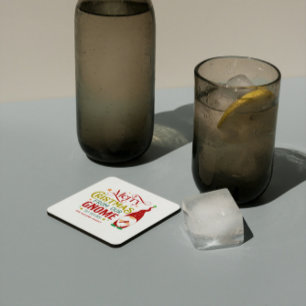 Vrolijk kerstfeest van onze gnoom naar de jouwe vierkante kartonnen onderzetter