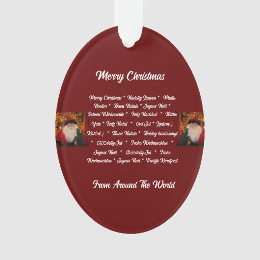 Vrolijk kerstfeest van over de hele wereld ornament (voorkant)