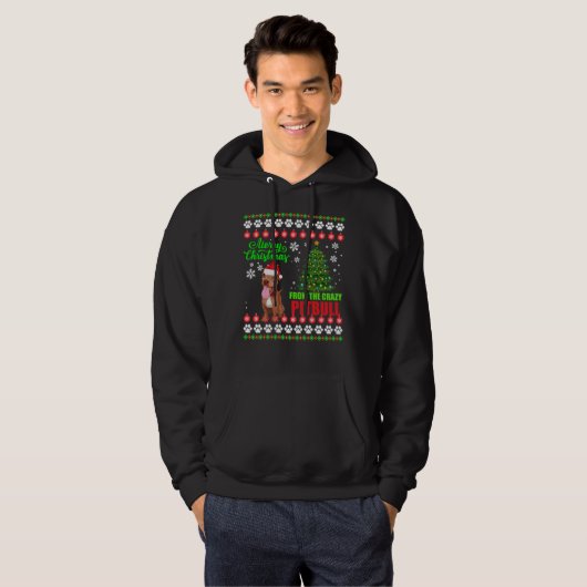 Vrolijk kerstfeest van Pitbull hond lelijke trui Hoodie (Voorkant volledig)