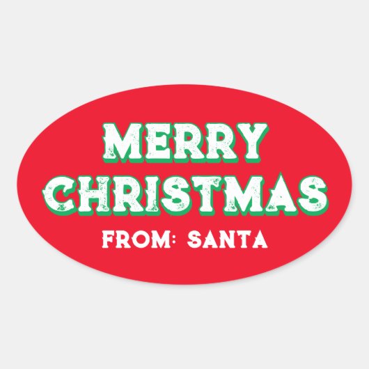 Vrolijk kerstfeest van Santa bewerkbare tekst rood Ovale Sticker (Voorkant)