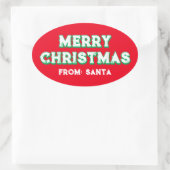 Vrolijk kerstfeest van Santa bewerkbare tekst rood Ovale Sticker (Tas)