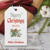 Vrolijk kerstfeest van Santa Rounded Lozenge Foto Cadeaulabel