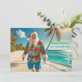 Vrolijk kerstfeest vanaf het strand feestdagenkaart (Staand voorkant)