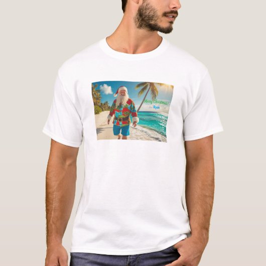 Vrolijk kerstfeest vanaf het strand t-shirt (Voorkant)