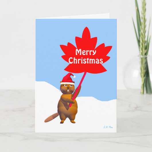 Vrolijk kerstfeest vanuit Canada Beaver Feestdagen Kaart (Voorkant)