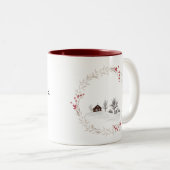 Vrolijk kerstfeest vanuit Canada Farmhouse Wreate Tweekleurige Koffiemok (Voorkant rechts)