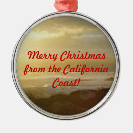 Vrolijk kerstfeest vanuit de Californische kust Metalen Ornament