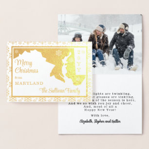 Vrolijk kerstfeest vanuit de deelstaat Maryland Folie Kaarten
