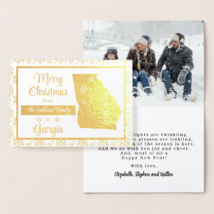 Vrolijk kerstfeest vanuit de staat Georgië Foto Folie Kaarten