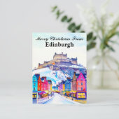 Vrolijk kerstfeest vanuit Edinburgh Schotland Reiz Briefkaart (Staand voorkant)