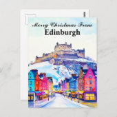 Vrolijk kerstfeest vanuit Edinburgh Schotland Reiz Briefkaart (Voorkant / Achterkant)