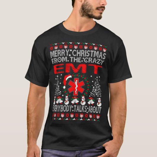 Vrolijk kerstfeest vanuit Emt Ugly Sweater Tshirt (Voorkant)