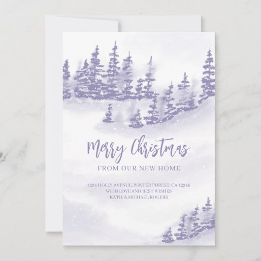 Vrolijk kerstfeest vanuit New Home Paarse Forest M Aankondiging (Voorkant)