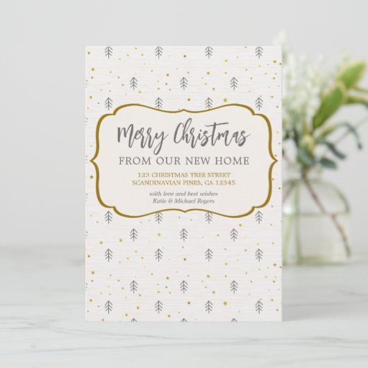 Vrolijk kerstfeest vanuit New Home Scandinavian Pi Aankondiging (Staand voorkant)