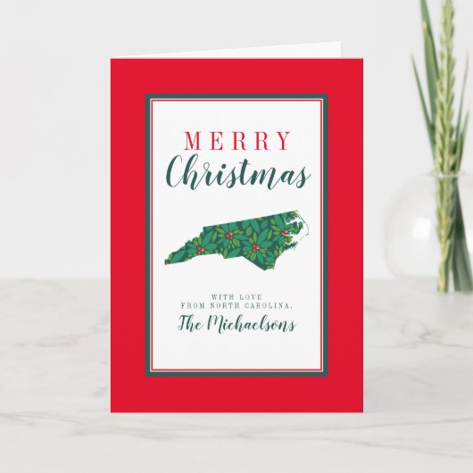 Vrolijk kerstfeest vanuit North Carolina Kaart (Voorkant)