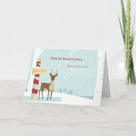 Vrolijk kerstfeest vanuit ons huis feestdagen kaart