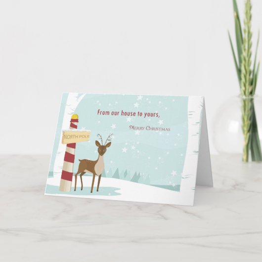 Vrolijk kerstfeest vanuit ons huis feestdagen kaart (Voorkant)