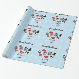 Vrolijk kerstfeest vanuit Santa en Friends Cadeaupapier