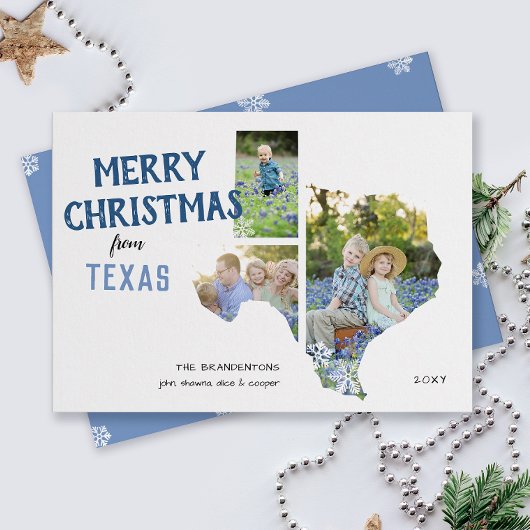 Vrolijk kerstfeest vanuit Texas Three Photo Card