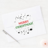 "Vrolijk kerstfeest!" + Veel muzieknoten patroon Ronde Sticker (Envelop)