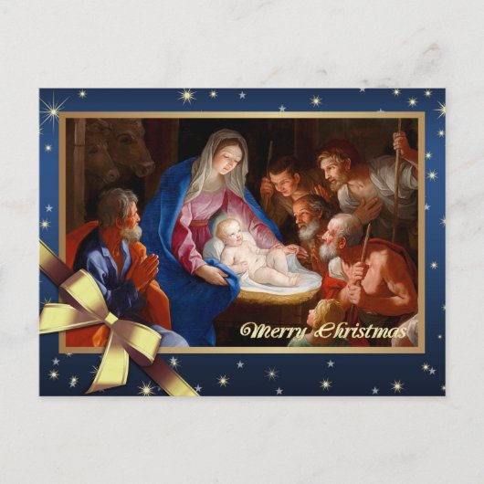 Vrolijk kerstfeest. Verhoging van de schaaphersen Feestdagenkaart (Voorkant)