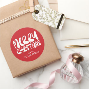 Vrolijk kerstfeest Vette moderne tekst gepersonali Ronde Sticker