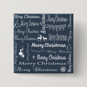 Vrolijk kerstfeest vierkante button 5,1 cm