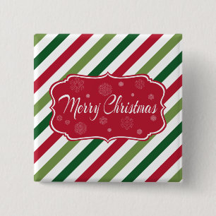 Vrolijk kerstfeest vierkante button 5,1 cm